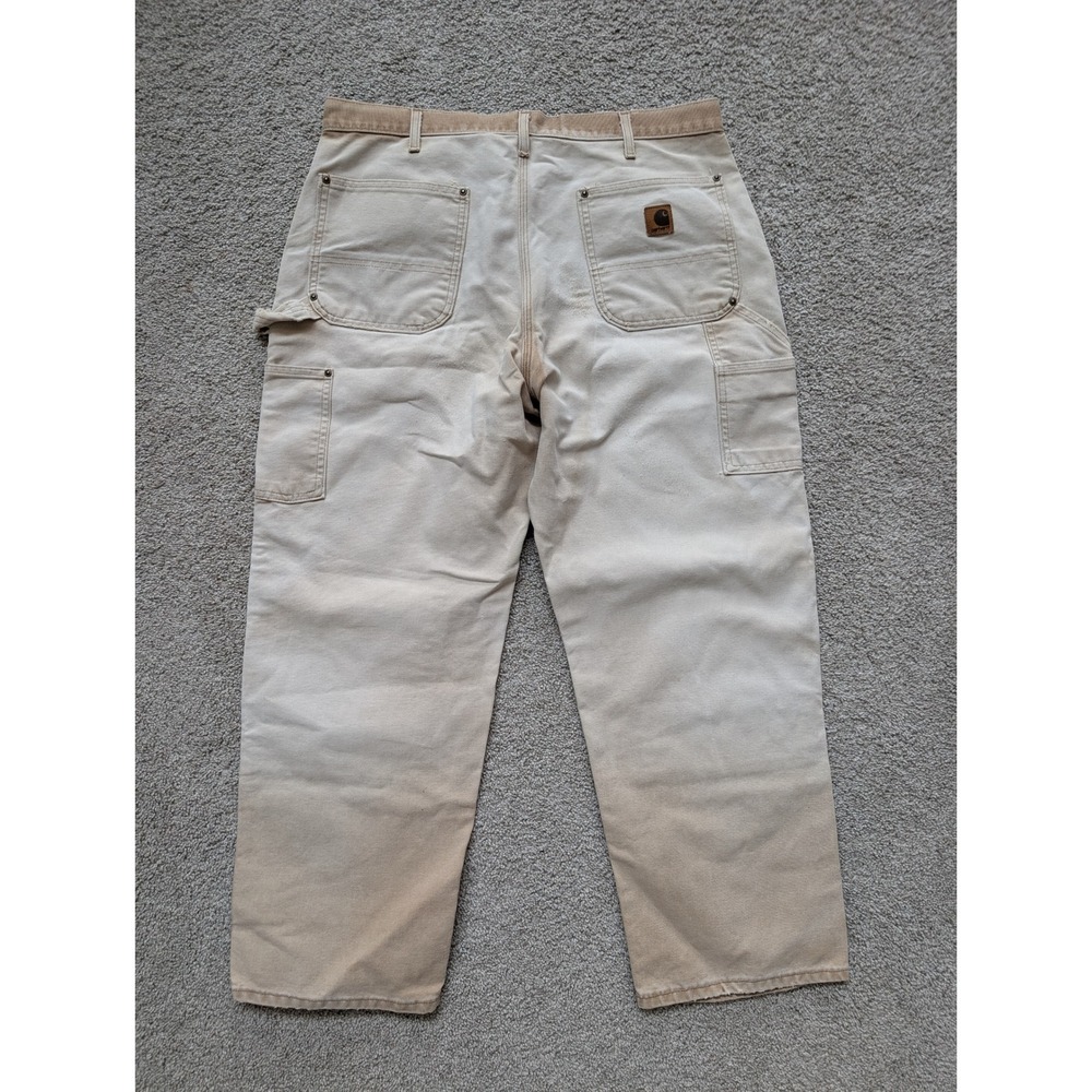 Vintage Carhartt B136 BRN DoubleKnee Pants Mens 36x30 Distressed & Faded MiUSA - Picture 2 of 10